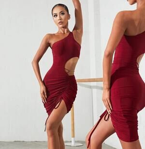 ZYM DANCEWEAR Nova Red Latin Dance Dress Size L